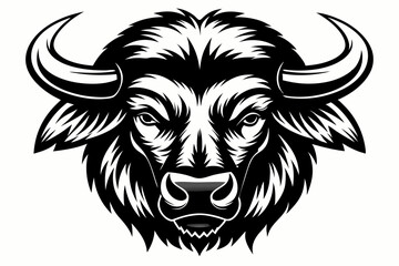 buffalo head line art silhouette vector illustration