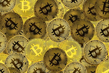 Round bitcoins as symbol of wealth