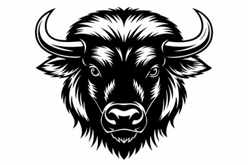 buffalo head line art silhouette vector illustration