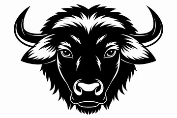 buffalo head line art silhouette vector illustration