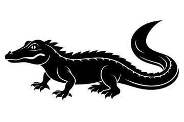 caiman line art silhouette vector illustration
