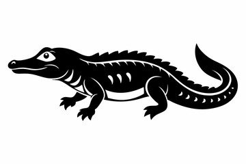 caiman line art silhouette vector illustration