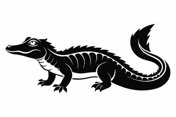 caiman line art silhouette vector illustration