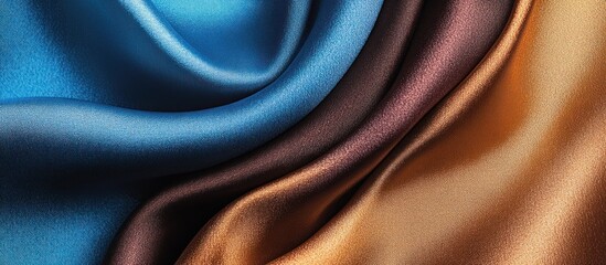 Fototapeta premium Three Different Colors Of Woven Fabric Displayed In Smooth Folds