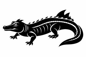 Naklejka premium caiman line art silhouette vector illustration