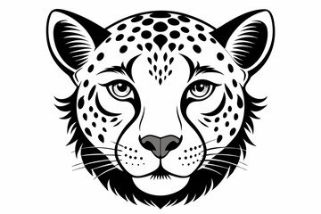 cheetah head line art silhouette vector illustration