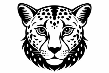 cheetah head line art silhouette vector illustration