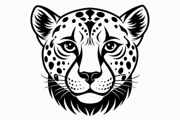 cheetah head line art silhouette vector illustration