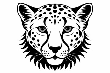 cheetah head line art silhouette vector illustration