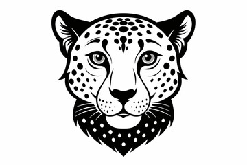 cheetah head line art silhouette vector illustration
