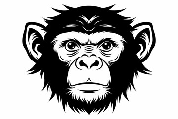 chimpanzee head line art silhouette vector illustration