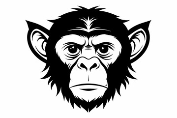 Obraz premium chimpanzee head line art silhouette vector illustration