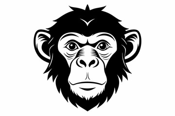 chimpanzee head line art silhouette vector illustration