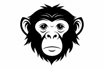 chimpanzee head line art silhouette vector illustration