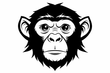 chimpanzee head line art silhouette vector illustration