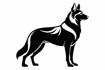 german shepherd line art silhouette vector illustration