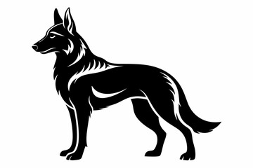 german shepherd line art silhouette vector illustration