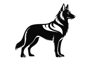 german shepherd line art silhouette vector illustration