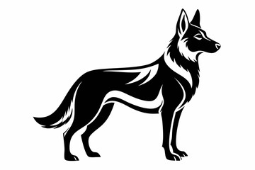 german shepherd line art silhouette vector illustration