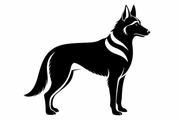 german shepherd line art silhouette vector illustration