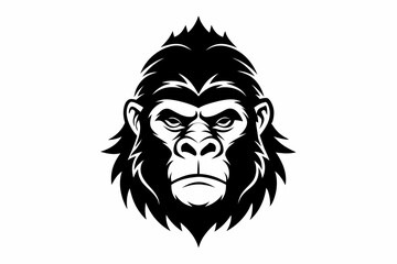 gorilla head line art silhouette vector illustration