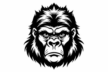Obraz premium gorilla head line art silhouette vector illustration