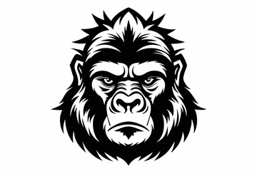 gorilla head line art silhouette vector illustration