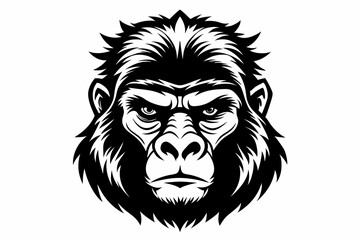 gorilla head line art silhouette vector illustration