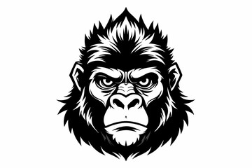 gorilla head line art silhouette vector illustration