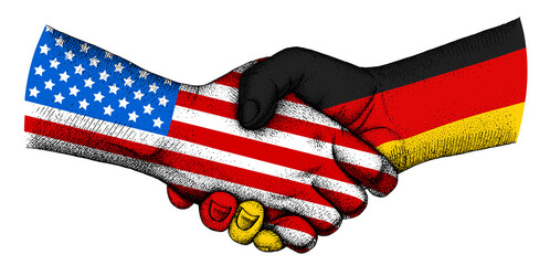 Handshake with flags of Germany and USA