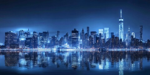 Obraz premium Nighttime Metropolis Skyline (1)