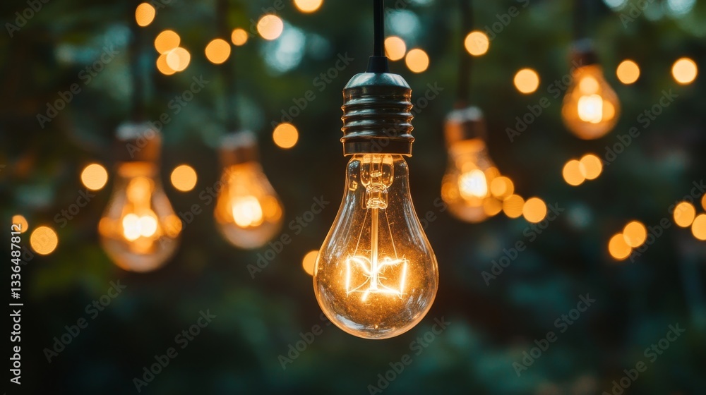 Poster illuminated light bulb concept digital space gigapixel art virtual environment close-up view visual 