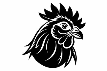hen head line art silhouette vector illustration