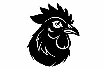 hen head line art silhouette vector illustration