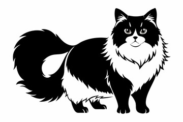 himalayan cat line art silhouette vector illustration