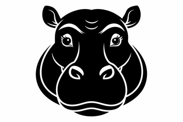 hippo head line art silhouette vector illustration