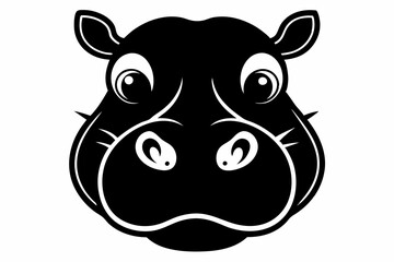hippo head line art silhouette vector illustration