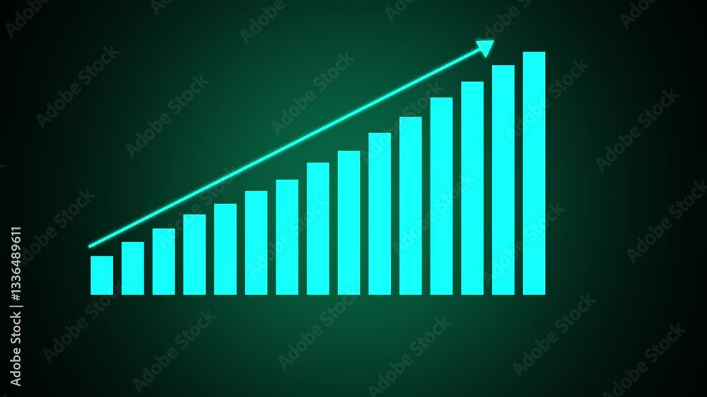 Poster abstract business growth concept in graph chart showing marketing sales profit increasing to future 