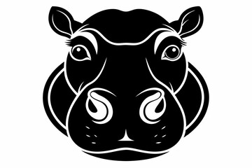 hippo head line art silhouette vector illustration