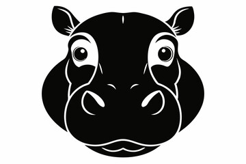 hippo head line art silhouette vector illustration