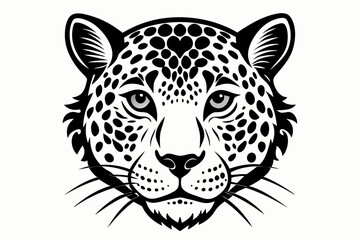 leopard head line art silhouette vector illustration