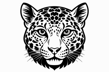 leopard head line art silhouette vector illustration