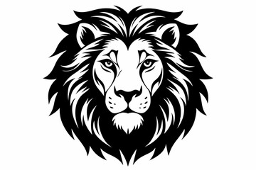 Obraz premium lion head line art silhouette vector illustration