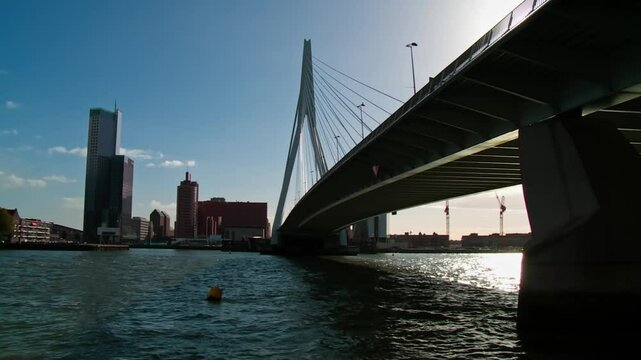 The canal and Erasmus Bridge in Rotterdam, Erasmusbrug