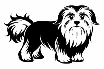 maltese dog line art silhouette vector illustration