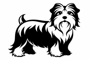 maltese dog line art silhouette vector illustration