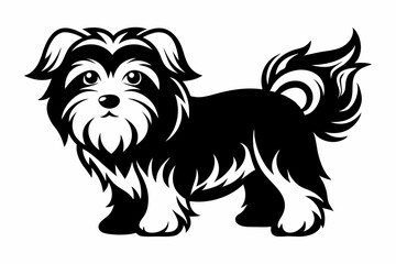 maltese dog line art silhouette vector illustration
