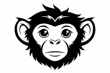 monkey head line art silhouette vector illustration
