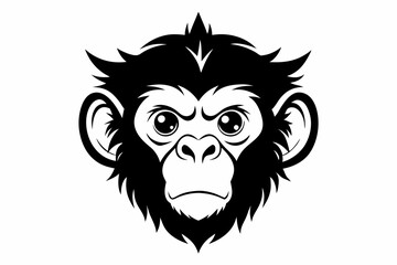 monkey head line art silhouette vector illustration
