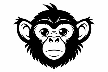monkey head line art silhouette vector illustration